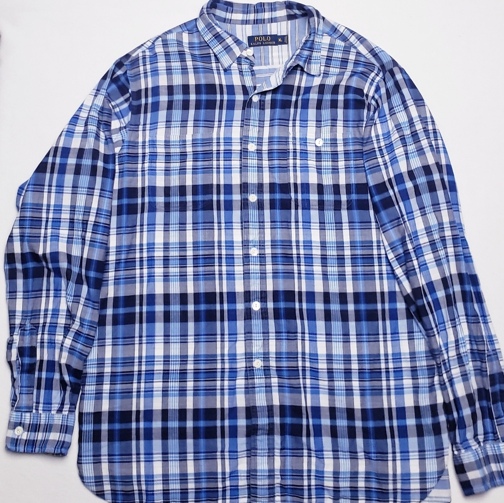 Polo plaid casua flannel button down shirt